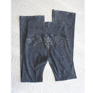 Otomix Hight Rise Yoga Pants Large Bootcut Embroidered angel wings Y2K Goth
